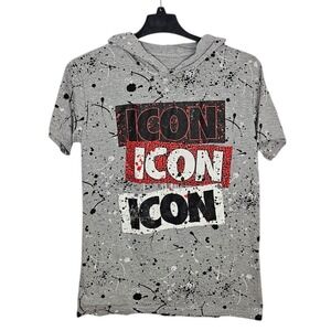 Hustle Graphic Icon T-Shirt Men's Size Large‎ Short Sleeve Hooded Tee